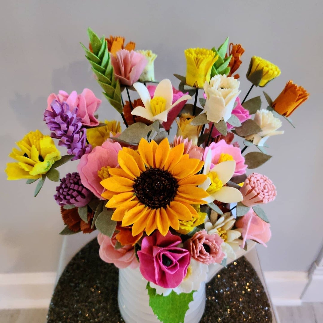 DIY Felt Flower Bouquet Kit Big Felt Flower Bouquet, Felt Flowers DIY