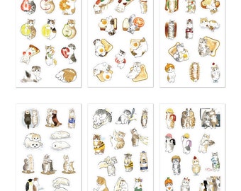 Cat stickers 6 packs, funny cat stickers, cute cat stickers, matte stickers, stickers for scrapbook, cat stickers for planners