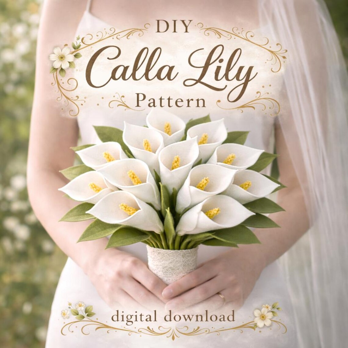 DIY Felt Calla Lily Pattern, PDF + Svg Template, Calla Lily Bouquet ...