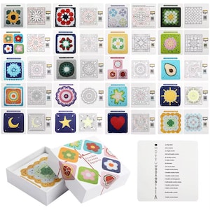 Schede con modelli per la piastrella "Grandma Square" all'uncinetto (20 modelli) / Kit per principianti all'uncinetto / Guida alla piastrella "Grandma Square" / Regalo per chi ama lavorare all'uncinetto