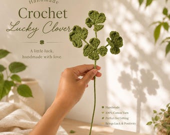 Handmade Crochet Lucky Clover | Four Leaf Clover Gift | Crochet Shamrock Decor | Lucky Charm Gift | St. Patrick's Day Decor