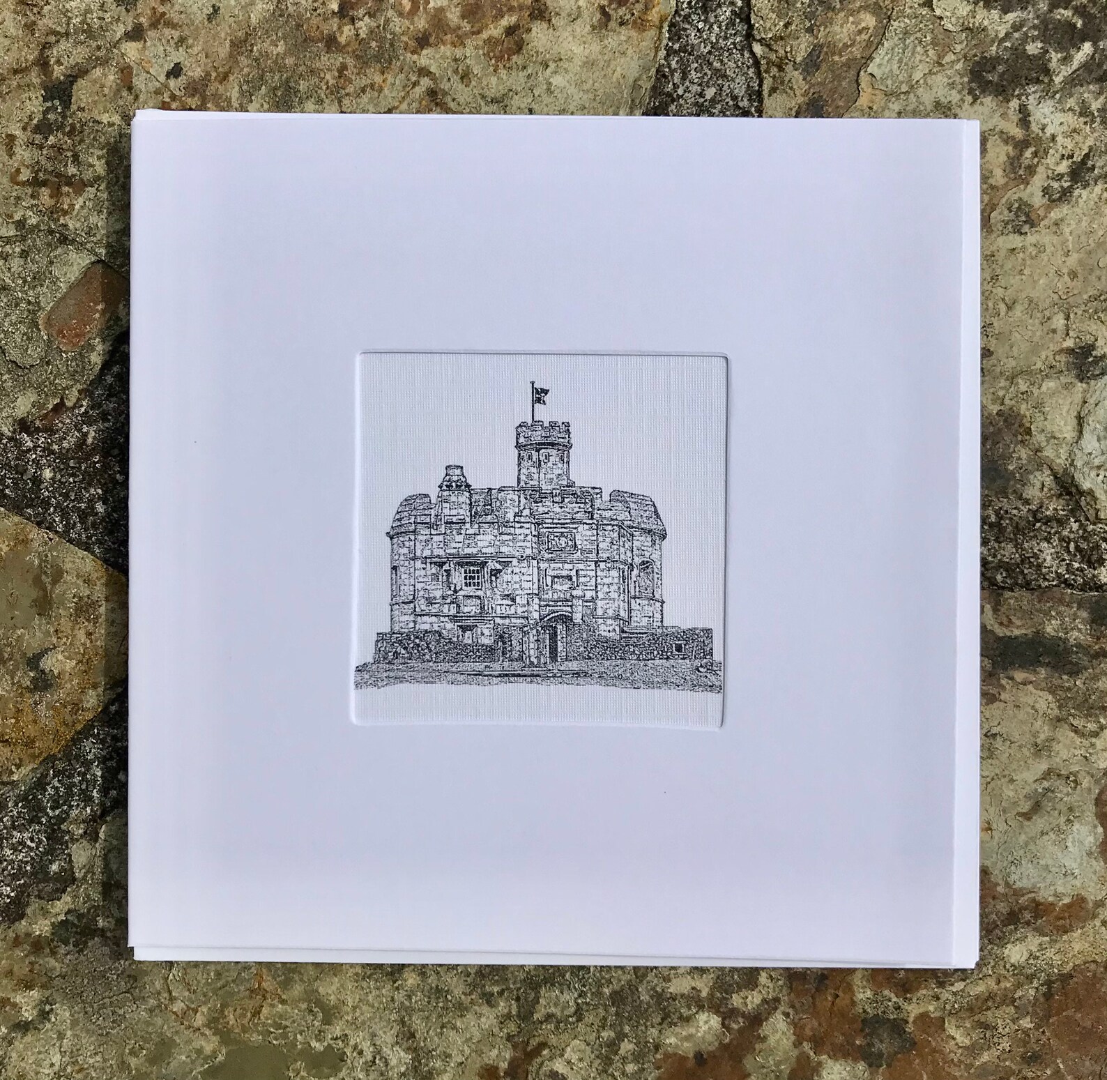 A Black Ink Art Card of Pendennis Castle Falmouth Black and Etsy UK