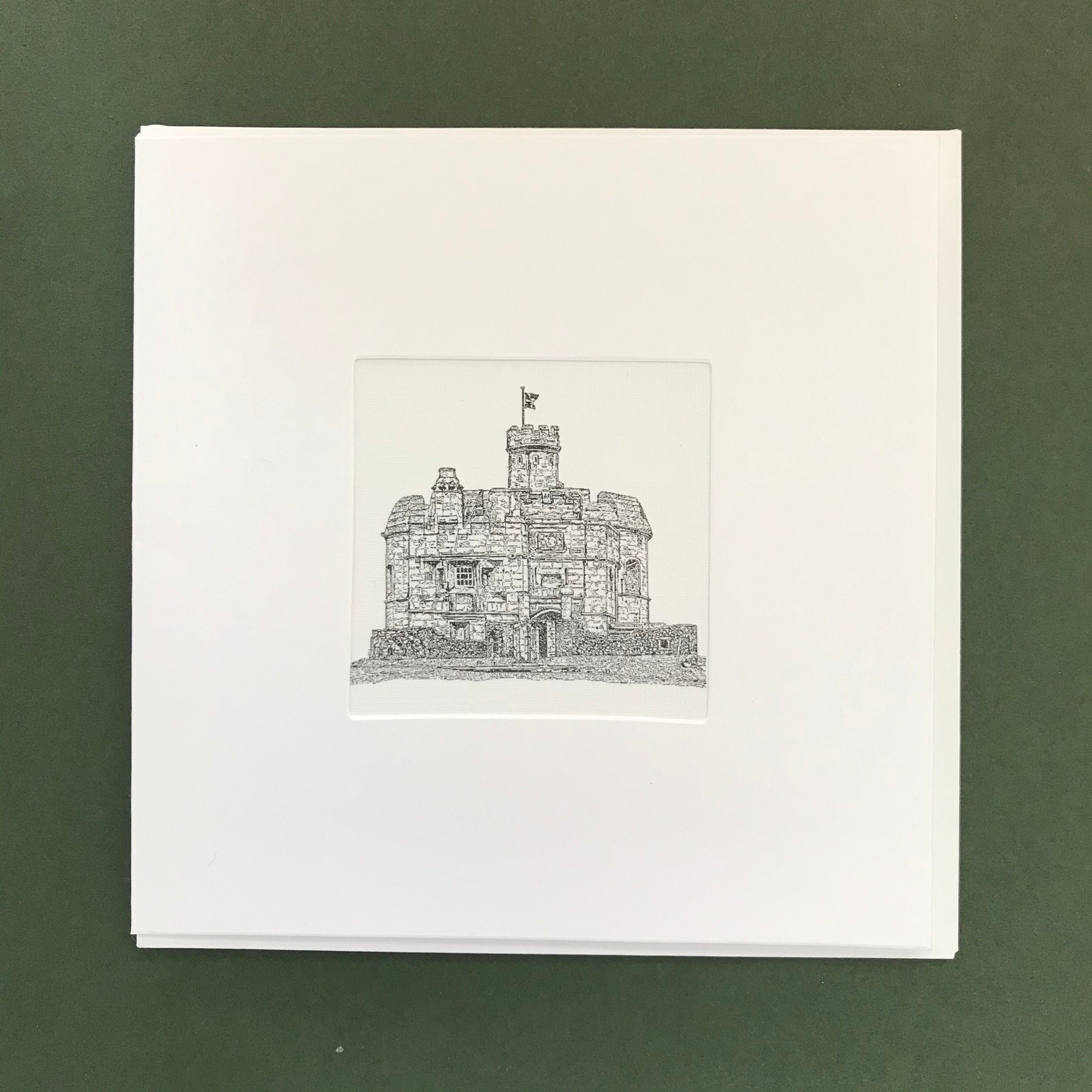 A Black Ink Art Card of Pendennis Castle Falmouth Black and Etsy UK