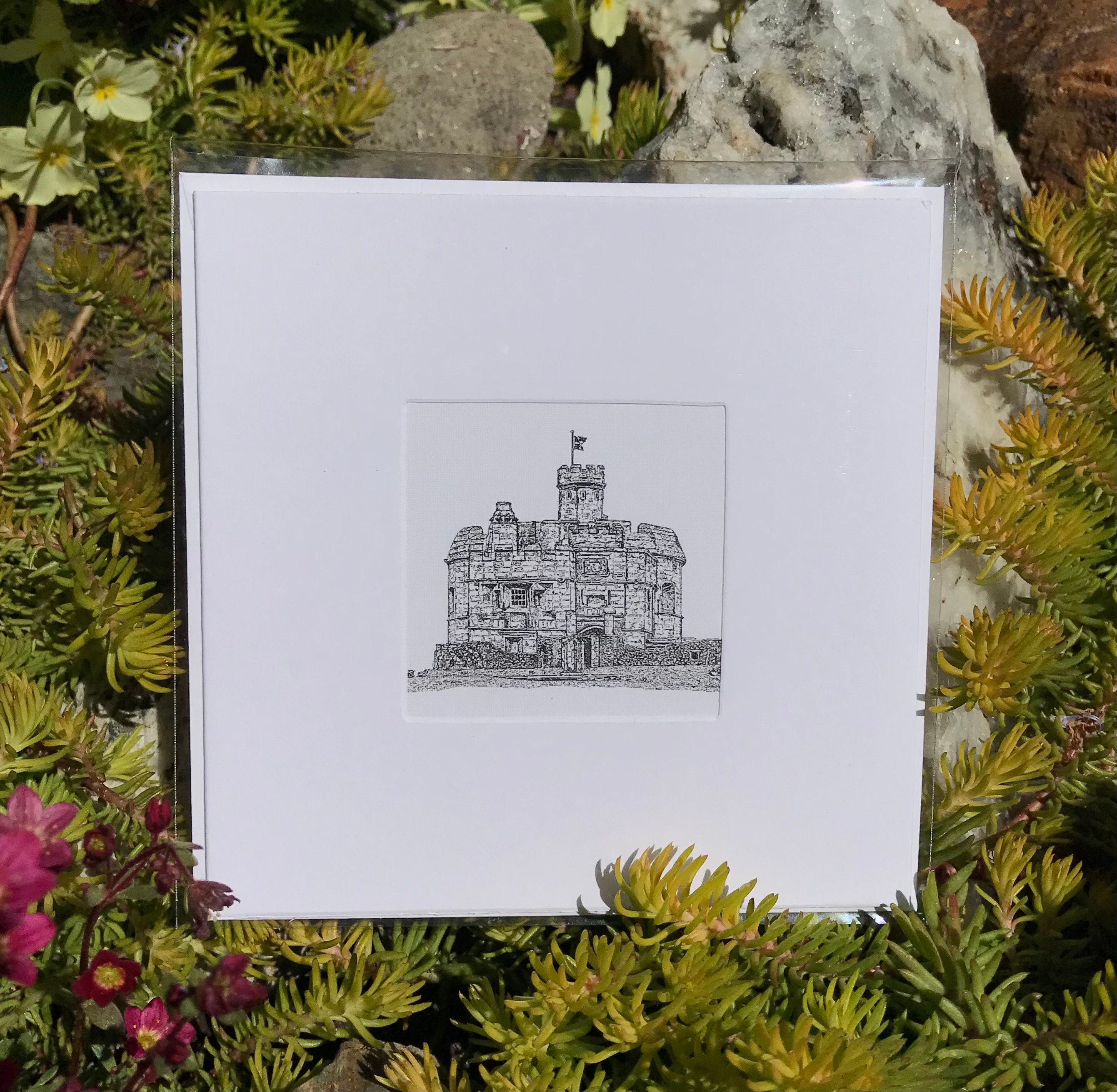 A Black Ink Art Card of Pendennis Castle Falmouth Black and Etsy UK