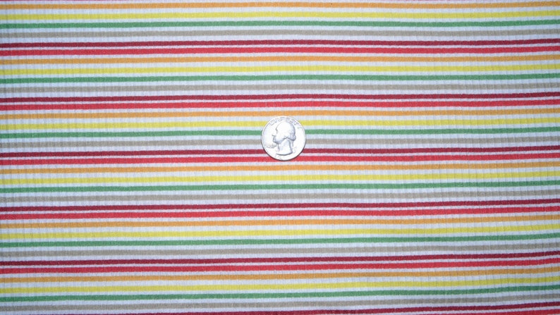 Retro Rainbow Brushed Striped Ribbed Stretch Jersey Knit Apparel Craft Fabric Rayon Poly Spandex By The Yard
