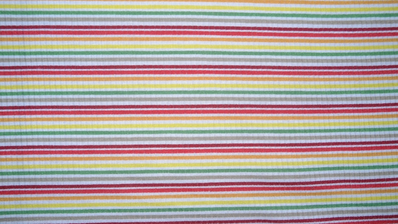 Retro Rainbow Brushed Striped Ribbed Stretch Jersey Knit Apparel Craft Fabric Rayon Poly Spandex By The Yard