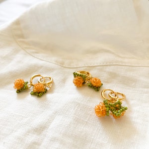 Cloudberry Beaded Gold Mini Hoop Earrings
