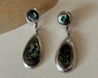 Pendientes colgantes vintage de lágrima de plata de ley 925 de México