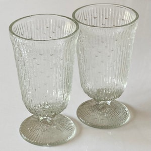 Jeannette Finlandia Bark Icicle Textured Footed Water Goblets - Set of 2