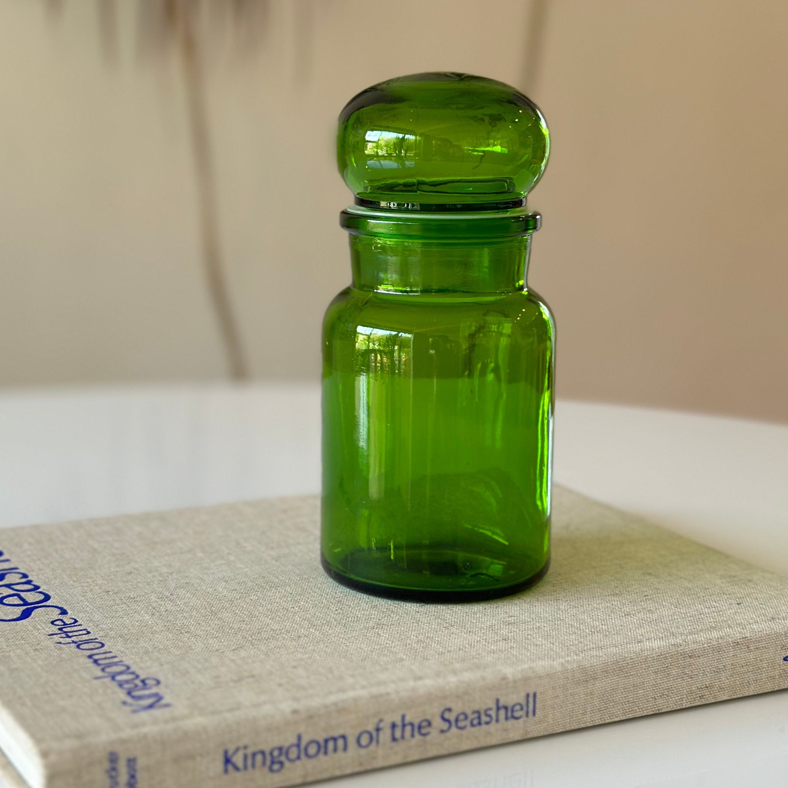 Vintage Green Apothecary Jar, Made in Belgium India