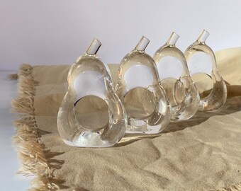 Lucite Pear Napkin Rings, Set of 4