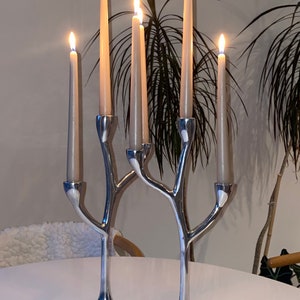 Aluminum Abstract Branches Candelabra, Set of 2