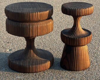 Cryptomeria Wood Stands, Set of 2
