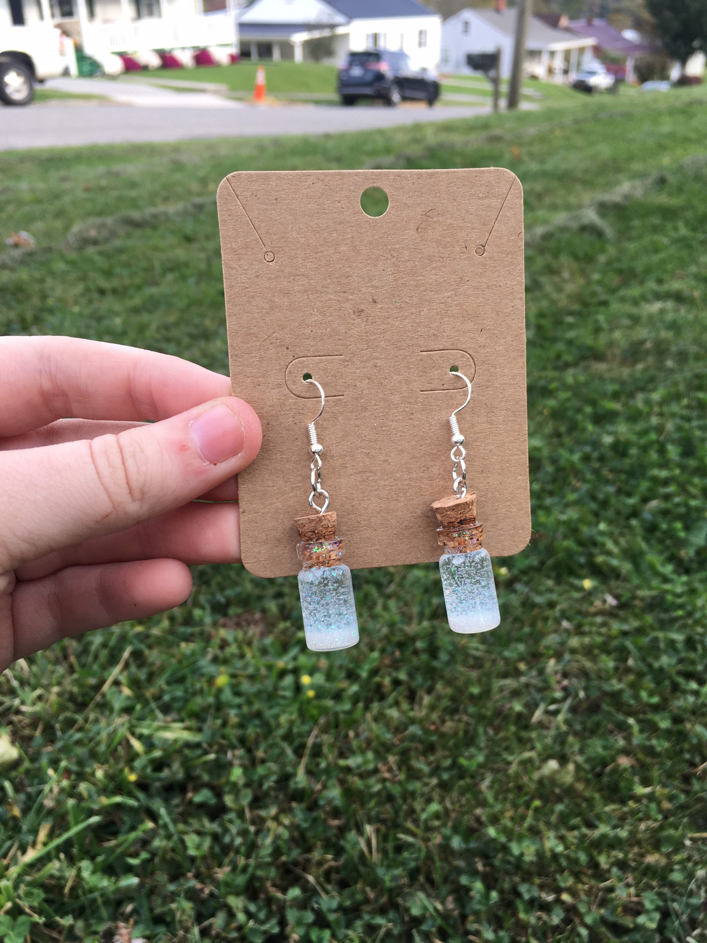 Princess Glitter Jar Earrings Resin Earrings Glitter Etsy