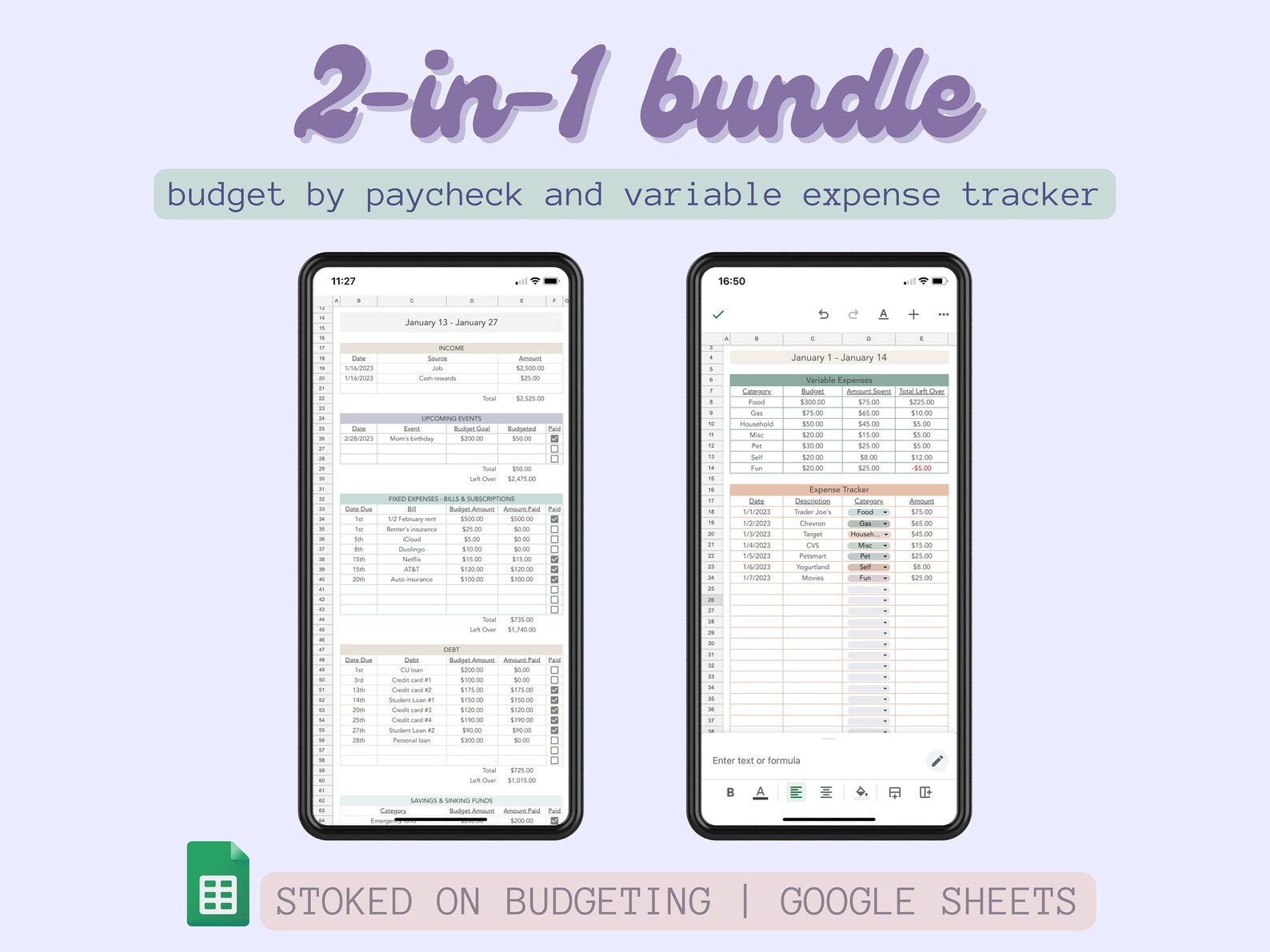 2-in-1: Budget by Paycheck and Variable Expense Tracker - Google ...