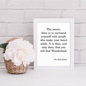 The Secret Quote, The Mad Hatter, Alice In Wonderland Wall Print - Home Decor,  Inspirational Art, Lewis Carroll, Book Quote
