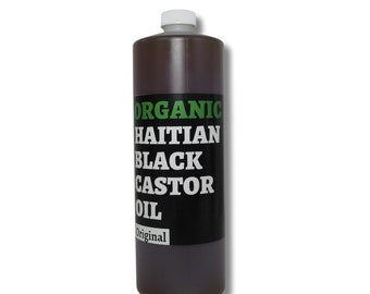 100% Pure Black HAITIAN CASTOR OIL (Palma Christi) Characteristic Color & Odor - 32 Fluid Ounce
