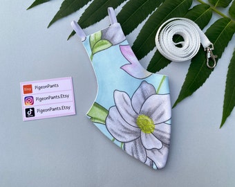 Floral Bird Diaper Flight Suit: Pigeon/Parakeet Pants