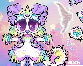 Simple Custom Fursona Reference Sheet Commission, Furry Art, Digital Fursona Art (Discounted)