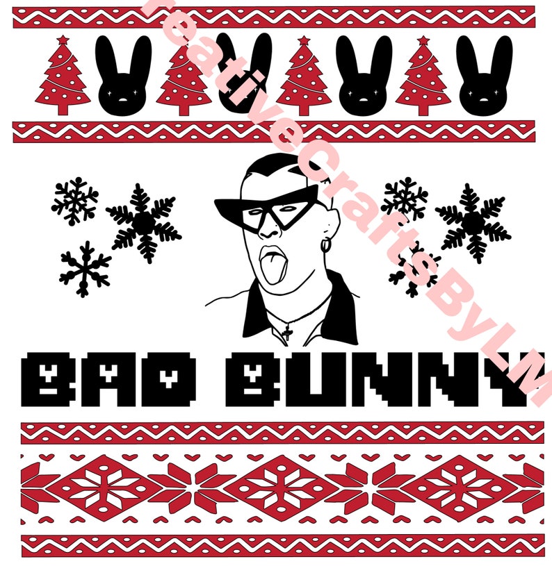 Download Bad Bunny Christmas Sweater SVG Ugly Gift PNG JPG | Etsy
