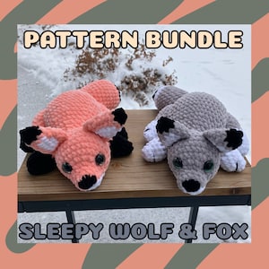 PATTERN BUNDLE Sleepy Wolf & Fox Crochet PDF Patterns