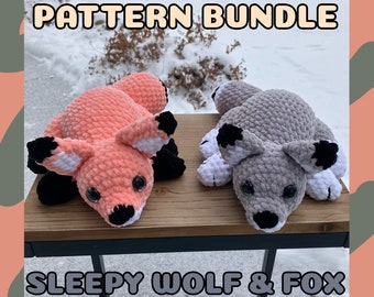 PATTERN BUNDLE Sleepy Wolf & Fox Crochet PDF Patterns