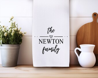 Custom family name kitchen towel | Custom Name tea towel