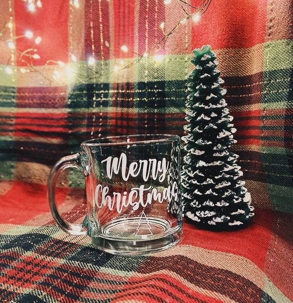 Festive AF Christmas Mug, 13oz Clear Glass Mug, Fun Coffee Lover