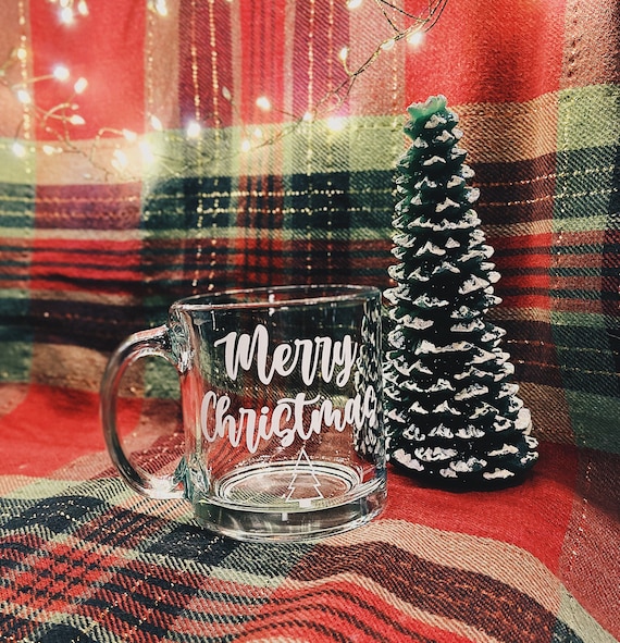 Festive AF Christmas Mug, 13oz Clear Glass Mug, Fun Coffee Lover