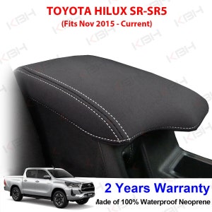 Coupe 2015-2023 Toyota Hilux SR SR5 Couvercle de console centrale Couvercle d&#39;accoudoir Combinaison en néoprène Étanche Protecteur anti-rayures Accessoires Noir