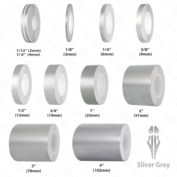 SILVER GRAY Roll Vinyl Pinstriping Pin Stripe Self Adhesive Coach Line Car Tape Decal Stickers Crafts  1/8" 1/6" 1/4" 3/8" 1/2" 3/4" 1"