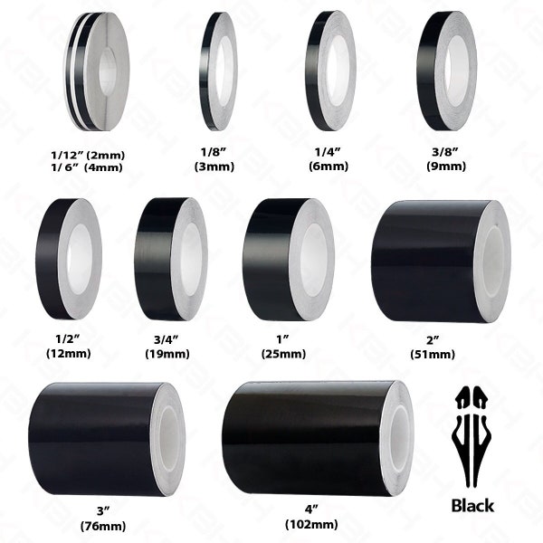 GLOSS BLACK Roll Vinyl Pinstriping Pin Stripe Self Adhesive Coach Line Car Tape Decal Stickers Crafts  1/8" 1/6" 1/4" 3/8" 1/2" 3/4" 1"