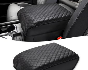 Fits Toyota Tundra 2014-2021 Vinyl Leather Center Middle Console Lid Armrest Cover Pad Interior Cushion Protector Pet Anti-Scratch KBH Black