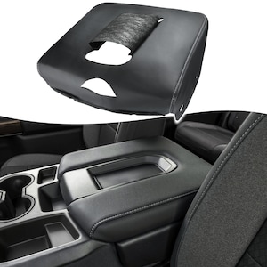 Fits 2019-2024 Chevy Silverado 1500 2500 3500 Split Bench Seat Middle Center Console Lid Armrest Covering Upholstery Replacement Black
