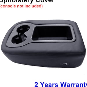 Fits Tahoe Silverado Sierra Suburban 2007-2013 Jump Seat Vinyl Leather Center Console Lid Armrest Cover Upholstery Replacement KBH Black