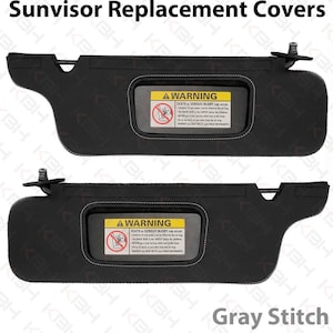 Fits Ford Mustang 1994-2004 Sun Visor Black Vinyl Leather Replacement Trim Cover Auto Car Interior Upholstery KBH Gray Stitch