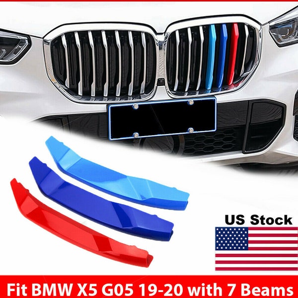 Fits BMW X5 G05 2019 2020 M Sport M-Tech Kidney Grille Grill Cover Trim Stripe Clips Decor