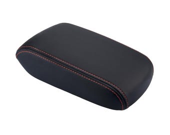 Fits 2012-2017 Subaru Crosstrek Center Console Lid Armrest Cover Trim - Vinyl Leather Orange Stitch - Replacement by KBH