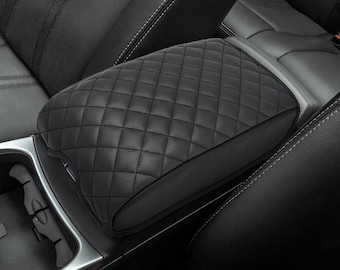Fit Cadillac SRX 2010-2016 Leather Middle Center Console Lid Armrest Cover Pad Cushion Protector Custom Interiors Pet Anti-Scratch KBH Black