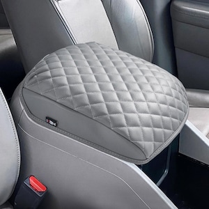Fits 2009-2015 Honda Pilot PU Leather Middle Center Console Lid Armrest Covering Pad Car Cushion Protector Custom Pet Anti-Scratch KBH Gray