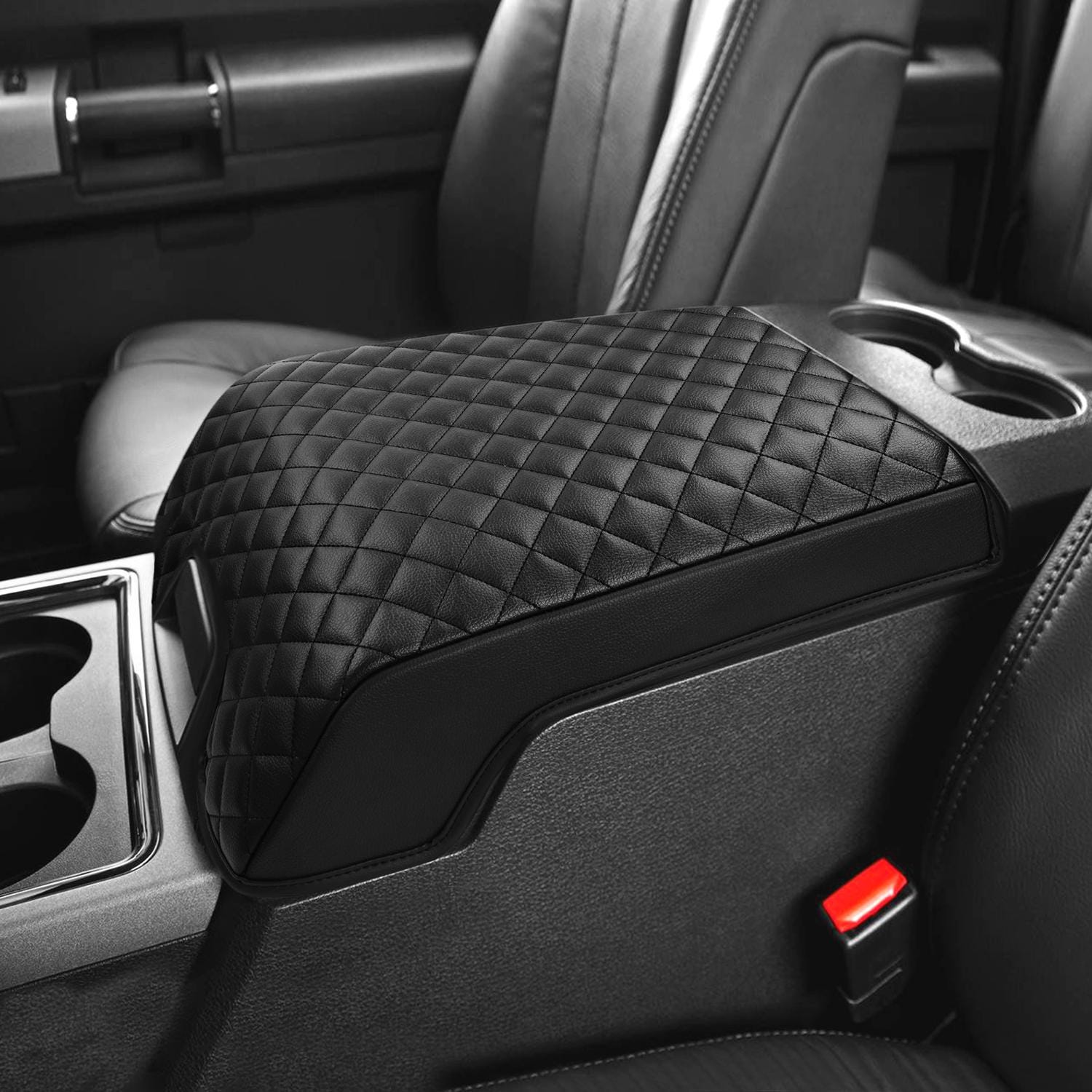 Center Console Armrest Leather Synthetic Cover For Ford F250 99-10 Gray Stitch - Foto 6