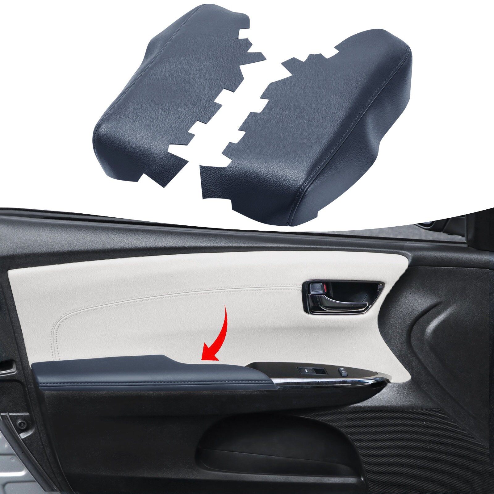 Microfiber Leather Center Console Cover For 2013–2018 Toyota Avalon – Front Panel & Lid Skin