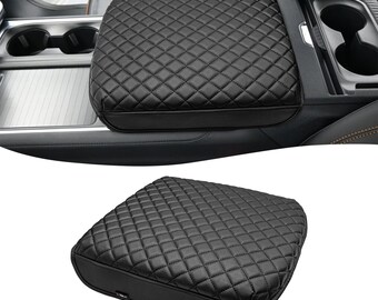 Black Fleece Center Console Armrest Cover Protector For 1998-2002 Ford Expedition – Easy Install Fabric Lid Cover
