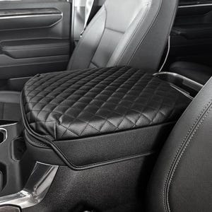 Fits 2019-2025 Chevy Silverado GMC Sierra Bucket Seat Leather Center Console Lid Middle Armrest Cover Pad Cushion Protector Anti-Scratch KBH