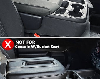 Fits GMC Sierra 2019-2024 Jump Seat Leather Middle Center Console Lid Armrest Replace Covering Upholstery Anti-scratch KBH Gray Stitch - View #9