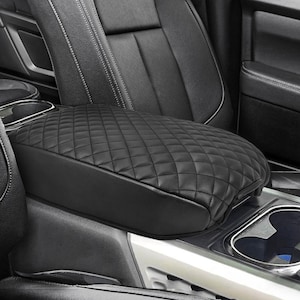 Fits 2016-2025 Nissan Titan Bucket Seat Middle Console Lid Armrest Covering Leather Pad Cushion Protector Anti-Scratch Black KBH