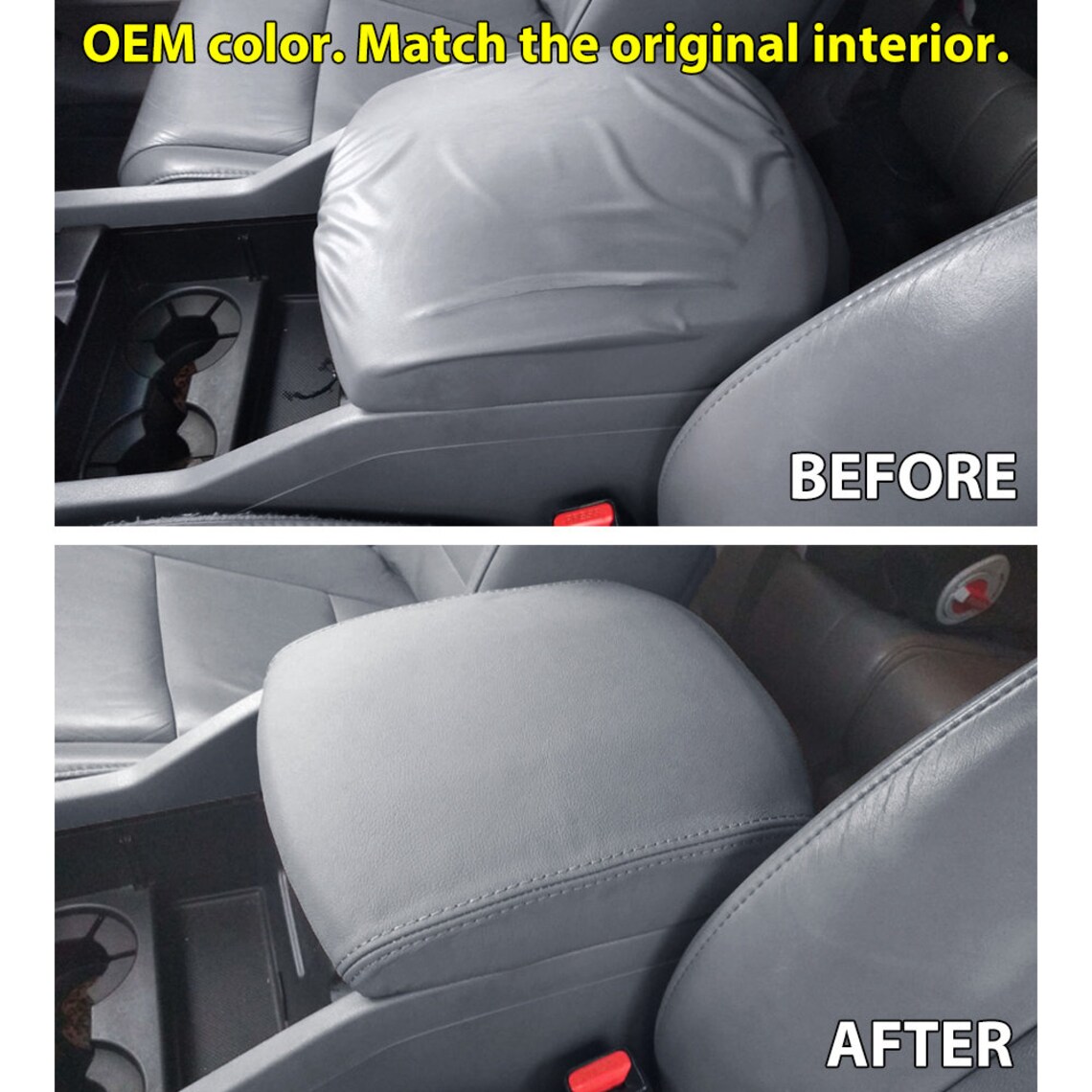 thumbnail image 2 of Beige Tan Leather Armrest Cover For Honda Pilot 2009-2015 – Center Console Lid Replacement 2 of 6