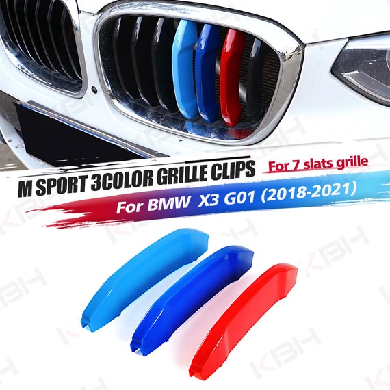 Passend für BMW X3 G01 2018-2021 M Sport M Performance M-Tech Kidney Grill  Cover Zierleiste Streifen Clips Dekor Zubehör für 7slats Grille -   Schweiz