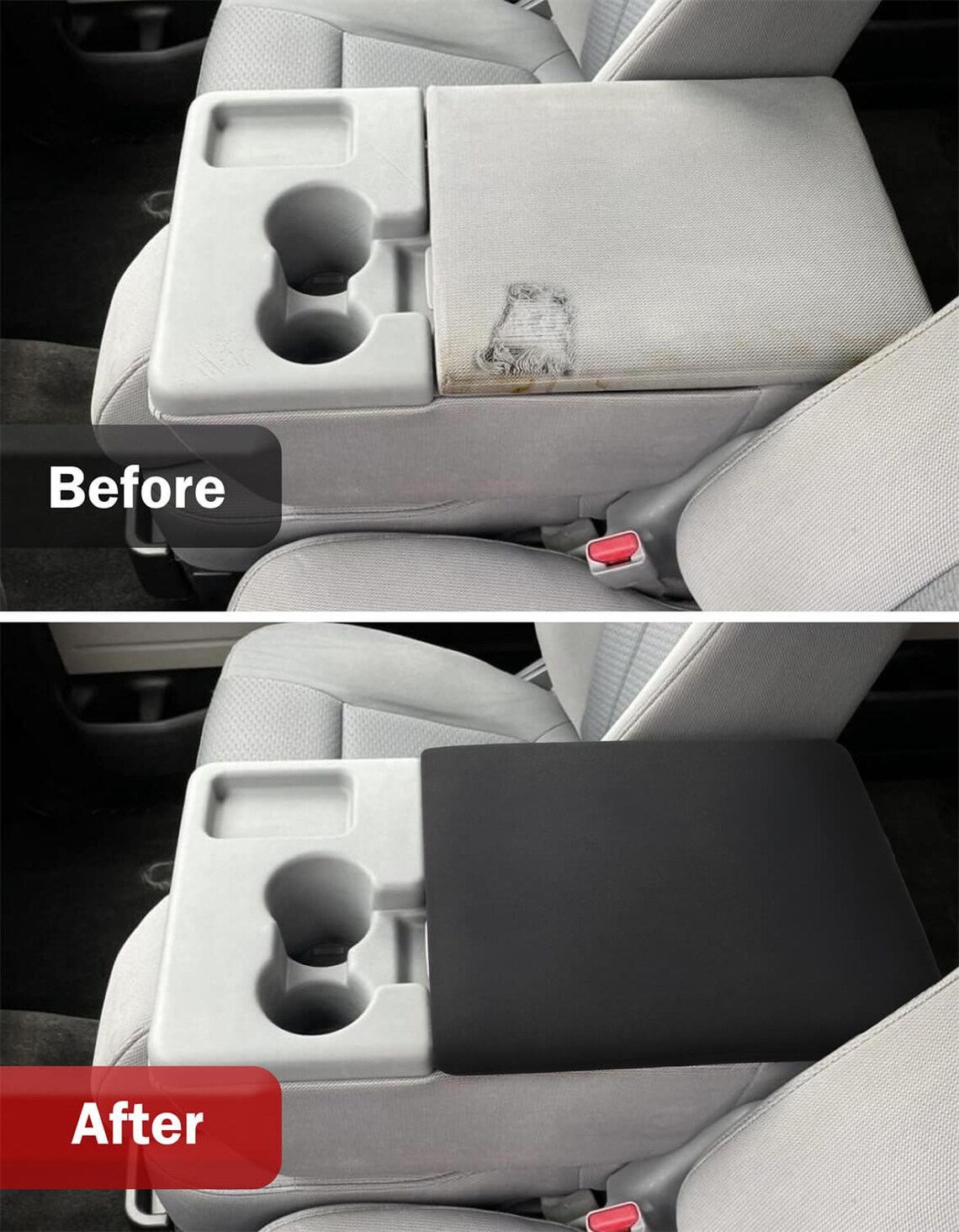 KBH Center Console Armrest Cover Pad For Ford F-150 Bench Seat 2011-2014 – Black Microfiber Leather, Adjustable, Stain Resistant