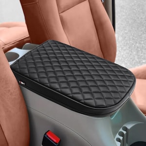 Fit Ford 2001-2003 F150 King Ranch / Lariat / XLT Center Console Lid Armrest Leather Cover Cushion Pad Protector Interior Anti-Scratch Black